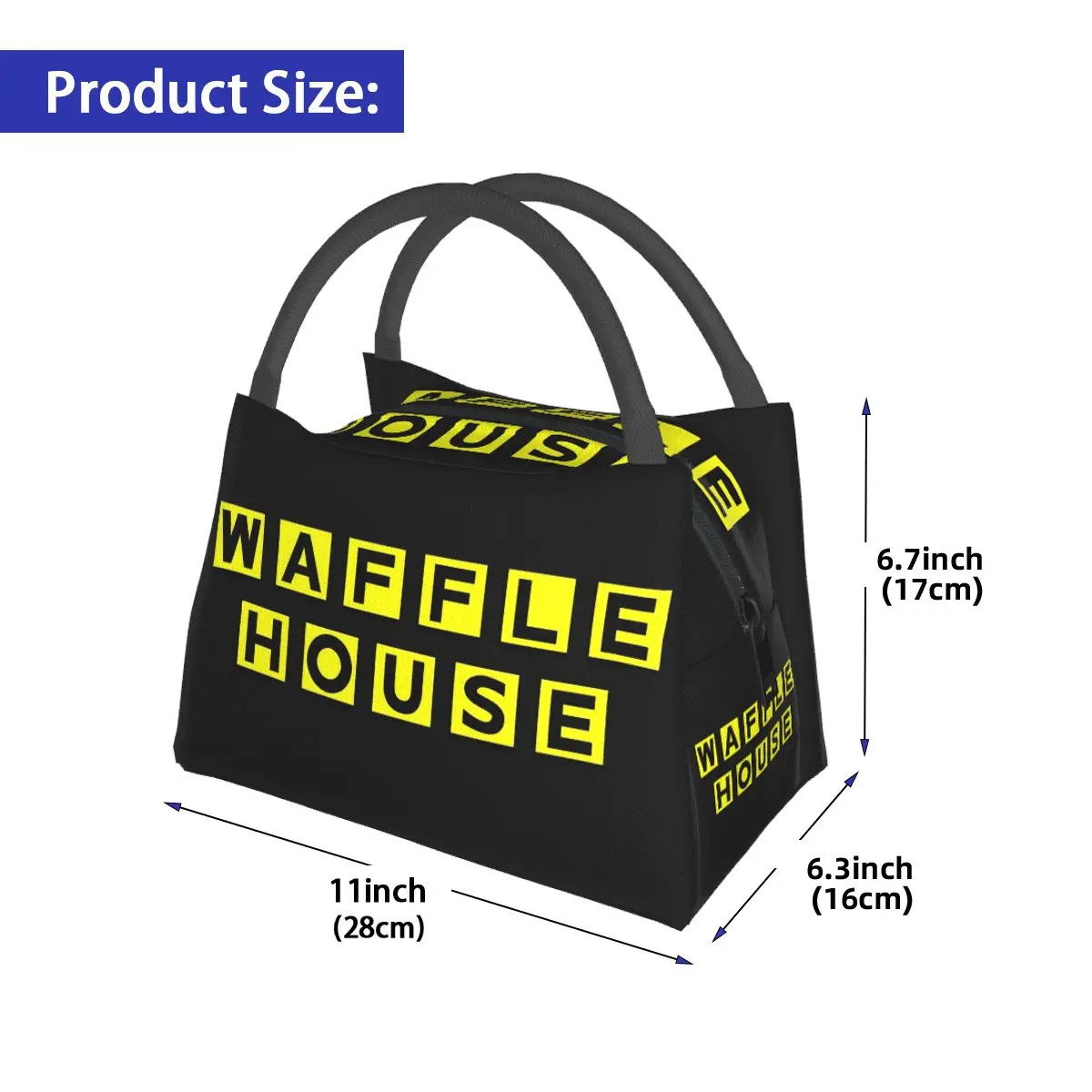 Waffle House Insulated Lunch Bag for Women Kids Leakproof Food Boxes Thermal Lunch Box Tote
