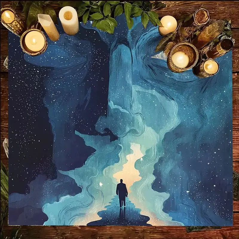 Mystical Cosmic Face Galaxy Art Canvas Print Spiritual Deep Space Man Silhouette Wall Decor 50X50cm
