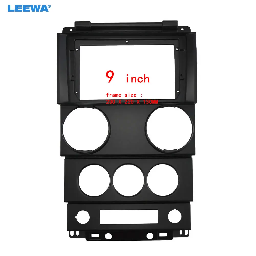 LEEWA Car Audio 9 "Grande Schermo Unità di Testa Dash Fascia Pannello Telaio Kit Adattatore Per Jeep Wrangler Rubicon Nord America (JK) 06-10