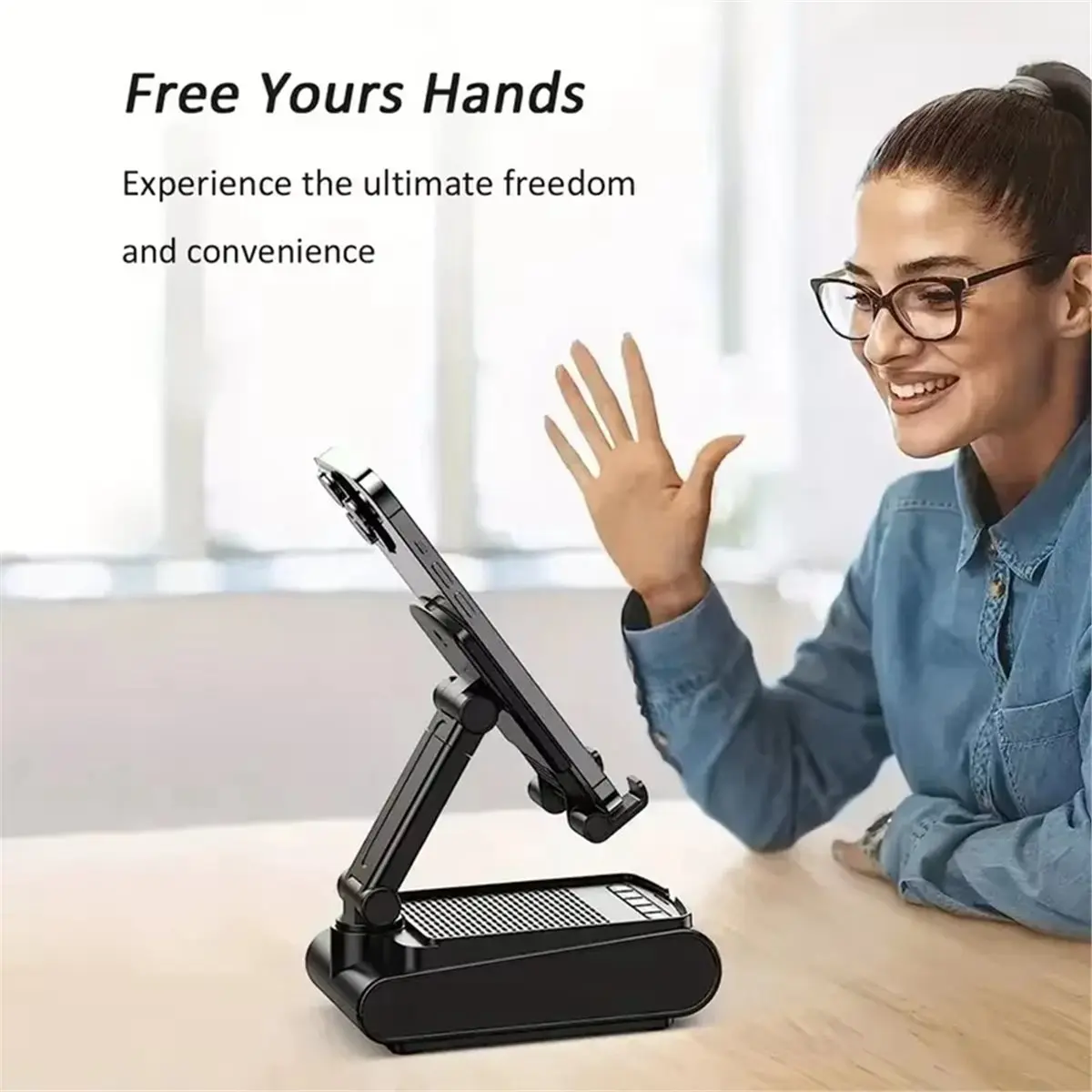 Lazy Bracket Support Portable Wireless Speaker Phone Holder Stand with Bluetooth Speaker Adjustable Tablet Desktop Live