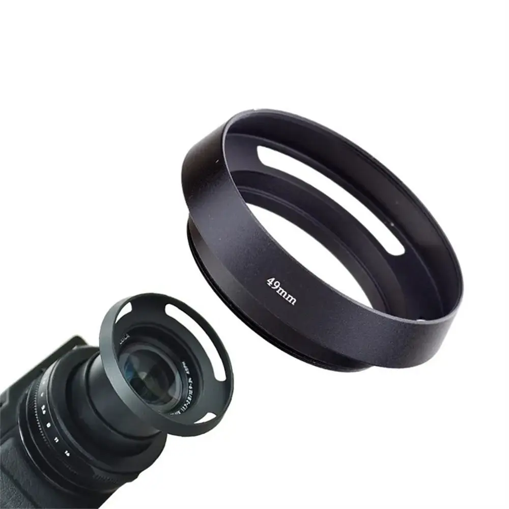 

Curved Vented Lens Hood 37/39/43/46/58mm Screw-in For Lycra's Metal Hood Aluminum Alloy Matte Black Camera Lens Caps