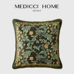 Medicci Home Acanthus Scroll Leaves Decorative Pillow Case Luxury Emerald Green Velvet Accents Cushion Cover Vintage Home Decor