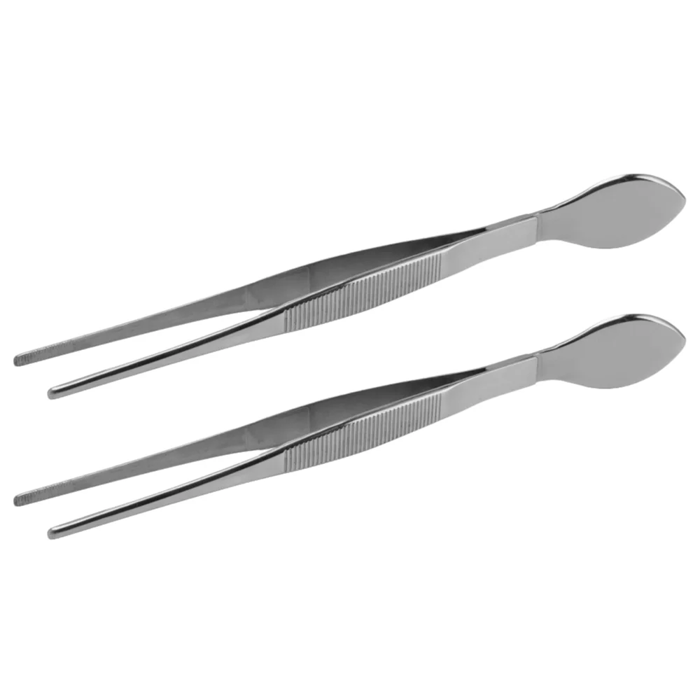 2PCS Stainless Steel Bonsai Tweezers Straight Tips Silver Plant Tweezers Rake Tip Curved Tip Straight Tweezers Moss Maintenance