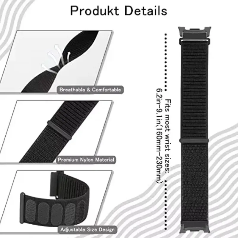 ナイロンループストラップサムスンギャラクシーウォッチ 8 40 ミリメートル 44 ミリメートル/クラシック 46 ミリメートル通気性耐久性のあるリストバンドギャラクシーウォッチウルトラ 2025 47 ミリメートル