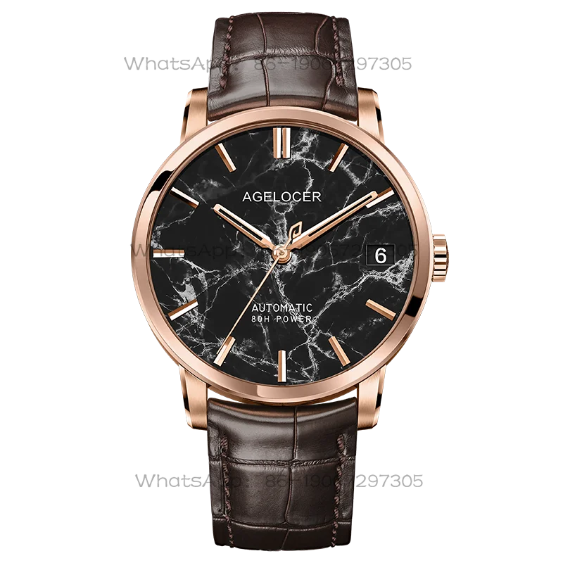 

AGELOCER Original Natural Marble Dial Men's Calendar Automatic Mechanical Watch Men's Birthday Gift