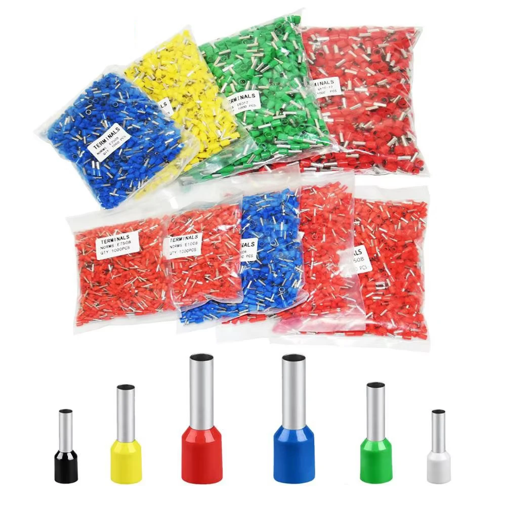 100Pcs AWG22-AWG6 Insulated Cord End Terminal EV0508 1008 1508 2508 4009 6012 1012 16-12 Copper Tube Pin Wire Crimp Connector