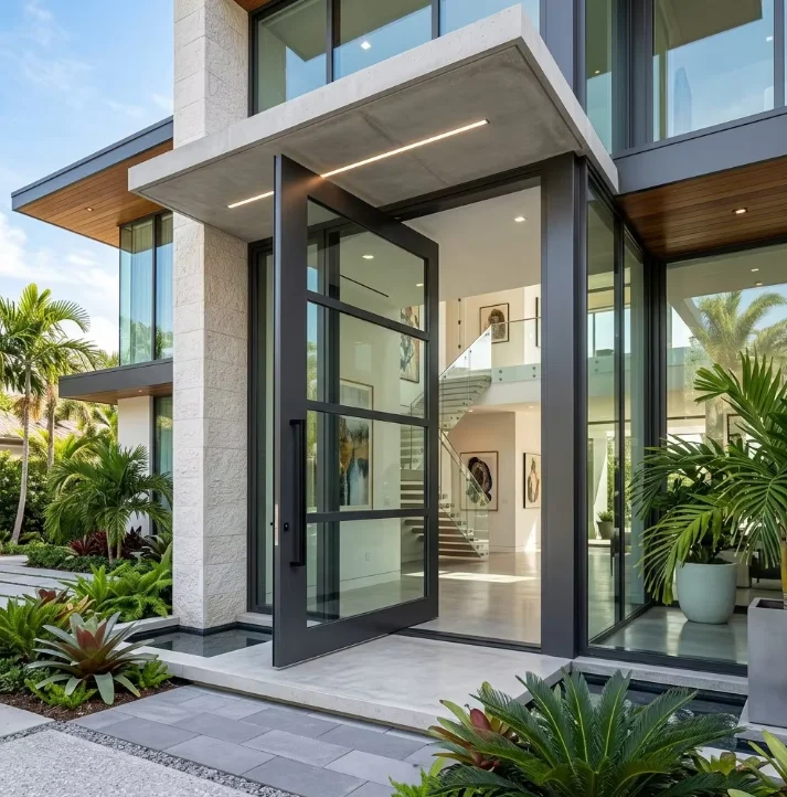 Personalized Design Aluminum Frame Glass Door Large Sized Manual Partition Pivot Door Affordable Villa Heavy Duty Revolving Door