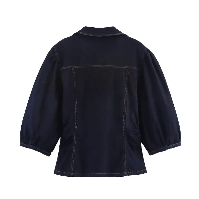 Slim Fit Denim Bubble Sve irt e pantaloni a vita media Faion Set da donna 2025 Autunno Nuovo arrivo Ele Workwear