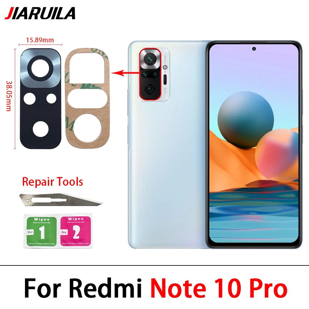 Стеклянный объектив задней камеры для Redmi Note 11 11S 11T 11E 10T 10 10S 9 9S 8T 8 Pro, занавеска для задней камеры с клеем и инструменты для