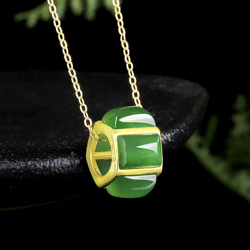 Natural Hetian Jadeite Lulutong S925 Inlaid Fashionable Women'S Jade Pendant Jewelry