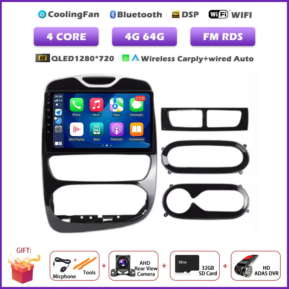 Voor Renault Clio 4 2012-2016 Carplay autoradio multimediaspeler Android 16 Auto WIFI GPS navigatie DSP stereo BT tools