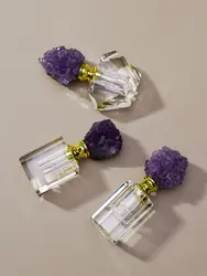 1pc Natural Amethyst Cluster Aromatherapy Essential Oil Bottle Dropper Perfume Subbottling Wholesale