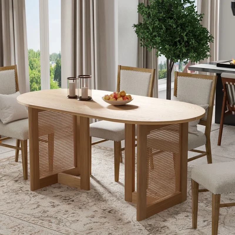 

33.5"W Dining Table Crafted From Solid And Engineered Wood Feature Clean-lined Double Pedestal Legs Breezy Coastal Dining Table