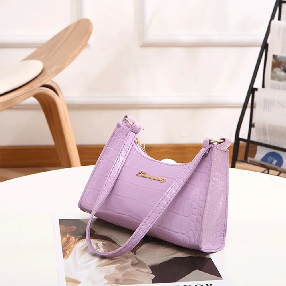 New PU Shoulder Bag Casual Versatile Underarm Bags Simple Solid Color Handbag