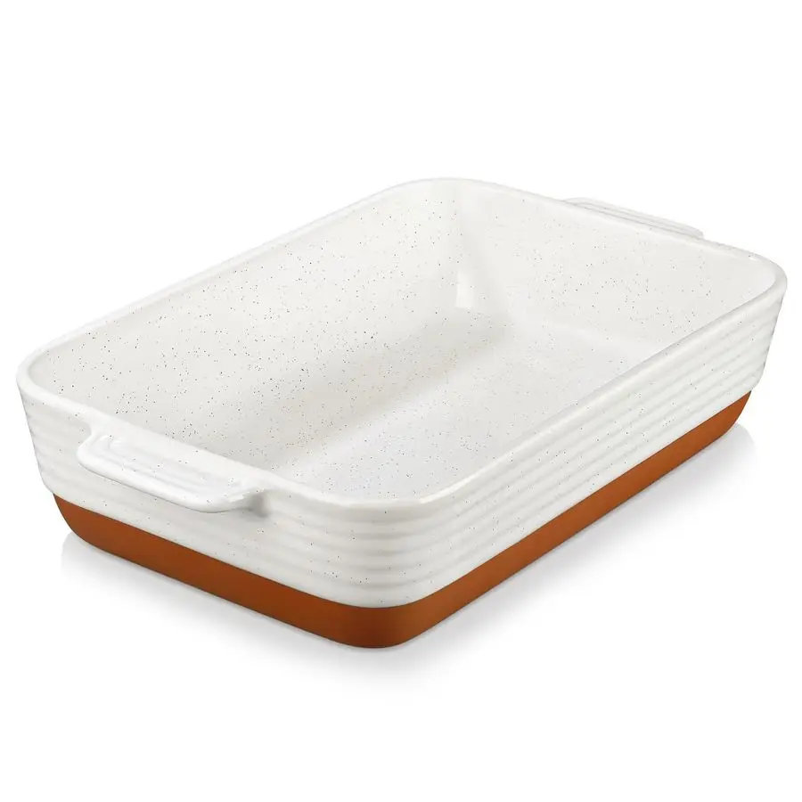 

Baking Dish 4.8 Qt Ceramic Casserole amp Lasagna Pan, 9x13 Inch Deep Rectangular Oven Safe Dish with Handles for Baking, Roastin