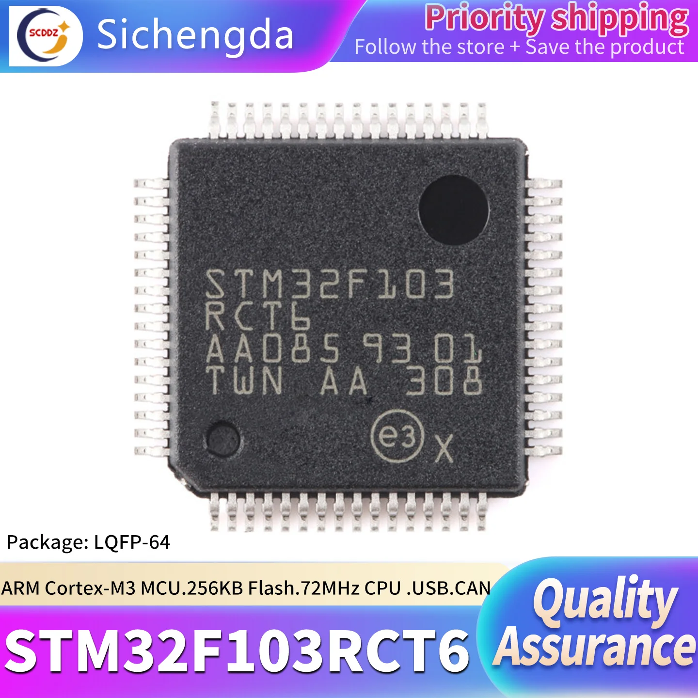 Original genuine STM32F103RCT6 LQFP-64 ARM Cortex-M3 32-bit microcontroller MCU