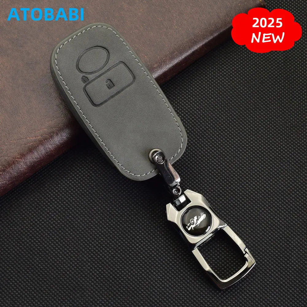 Graue Leder-Autoschlüsselhülle für Toyota 2023 2024, Raize Veloz Avanza, Tank, Gummi, Daihatsu Tanto, Subaru, Fernbedienung, Schutzhülle – Detail 4