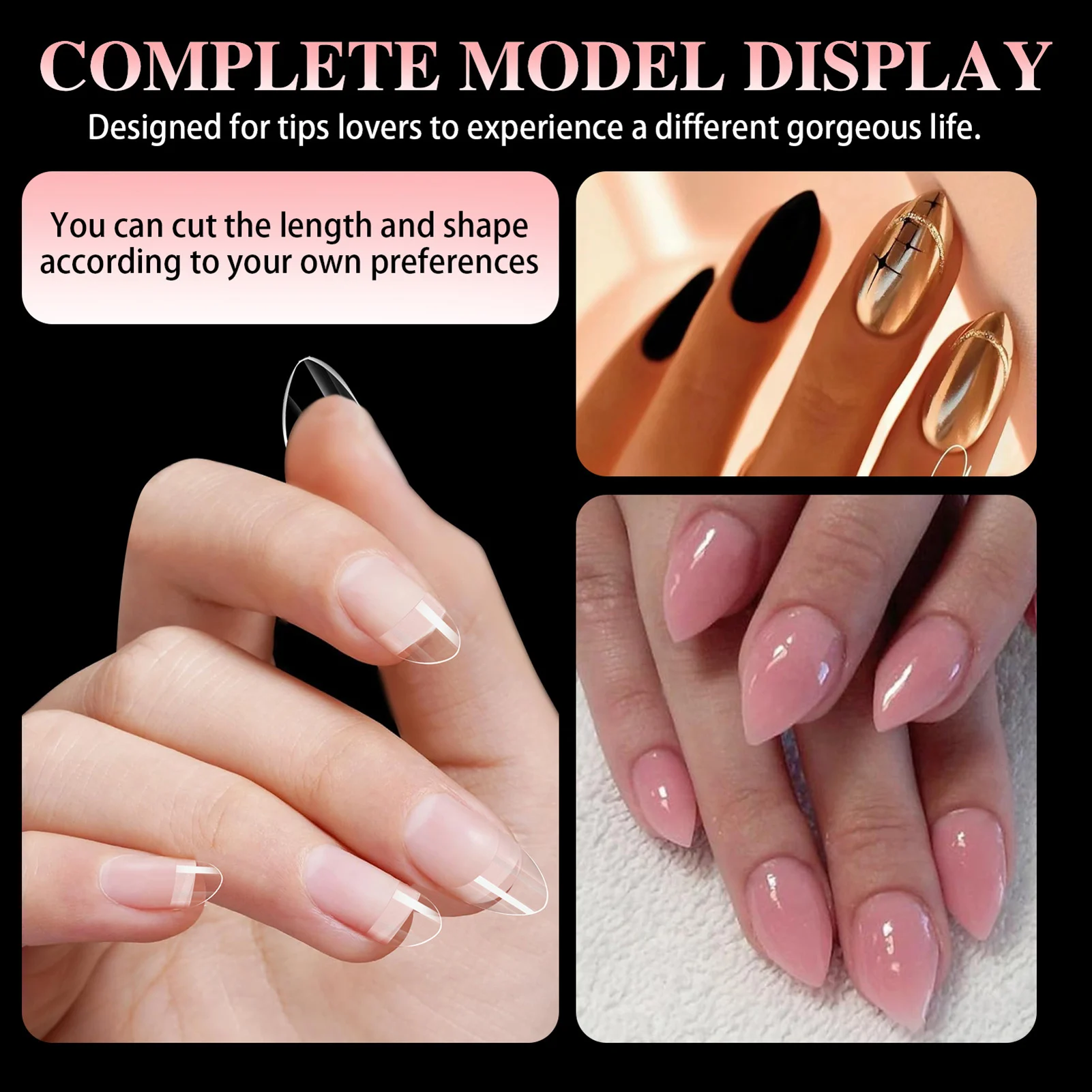600-3000 قطعة الأظافر كاذبة الفرنسية لتقوم بها بنفسك مسمار الفن نصائح غطاء كامل تشكيل شفاف تمديد ملصقات الأظافر للنساء فتاة صالون الأظافر