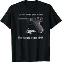 German Mauser P08 9mm Luger Pistol T-Shirt 100% Cotton O-Neck Summer Short Sleeve Casual Mens T-shirt Size S-3XL