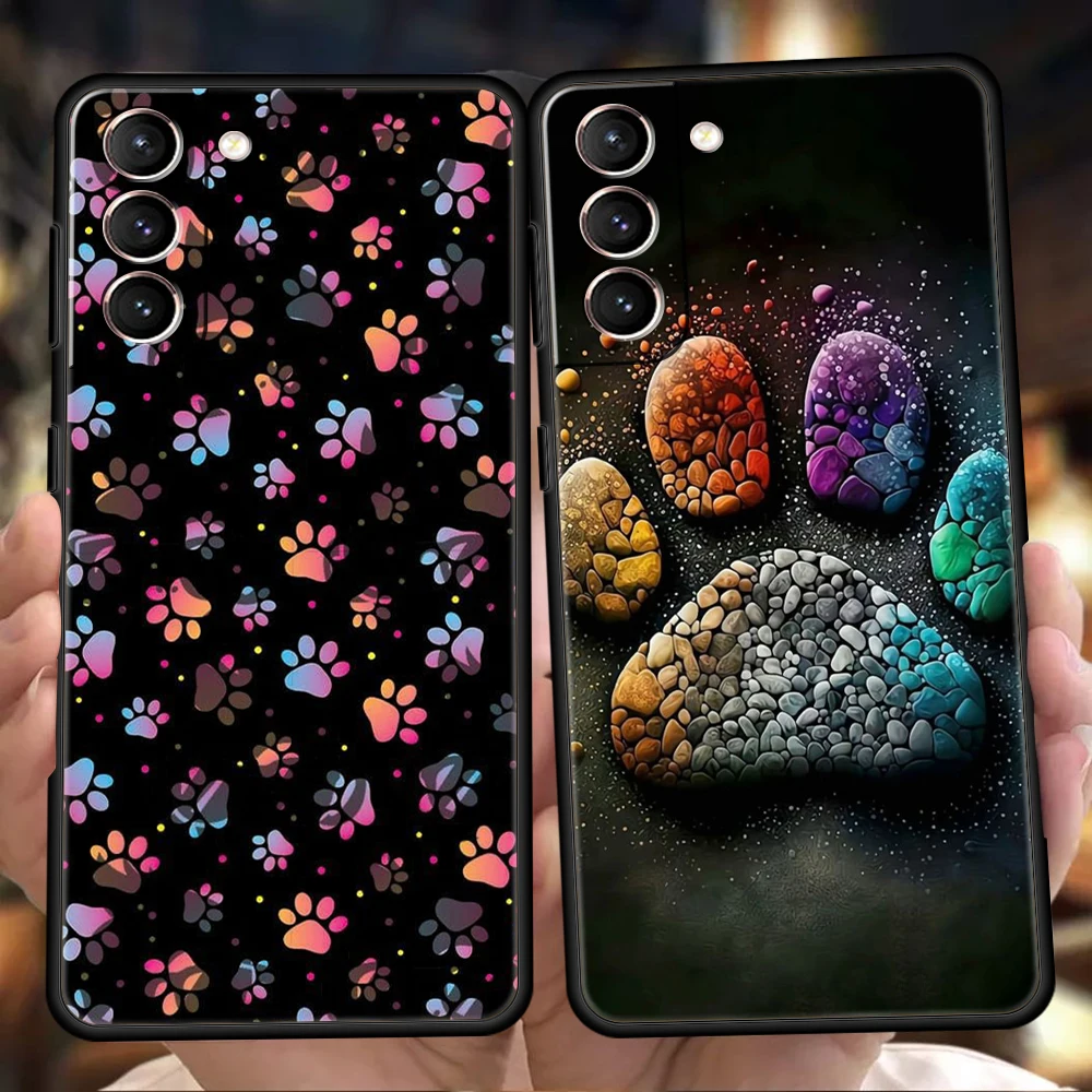 Dog Footprint Paw Cute Phone Case dla Samsung Galaxy S24 S23 S22 S20 S21 FE Ultra S10 S10E S9 S8 Plus 5G Silicone TPU Cover Bags