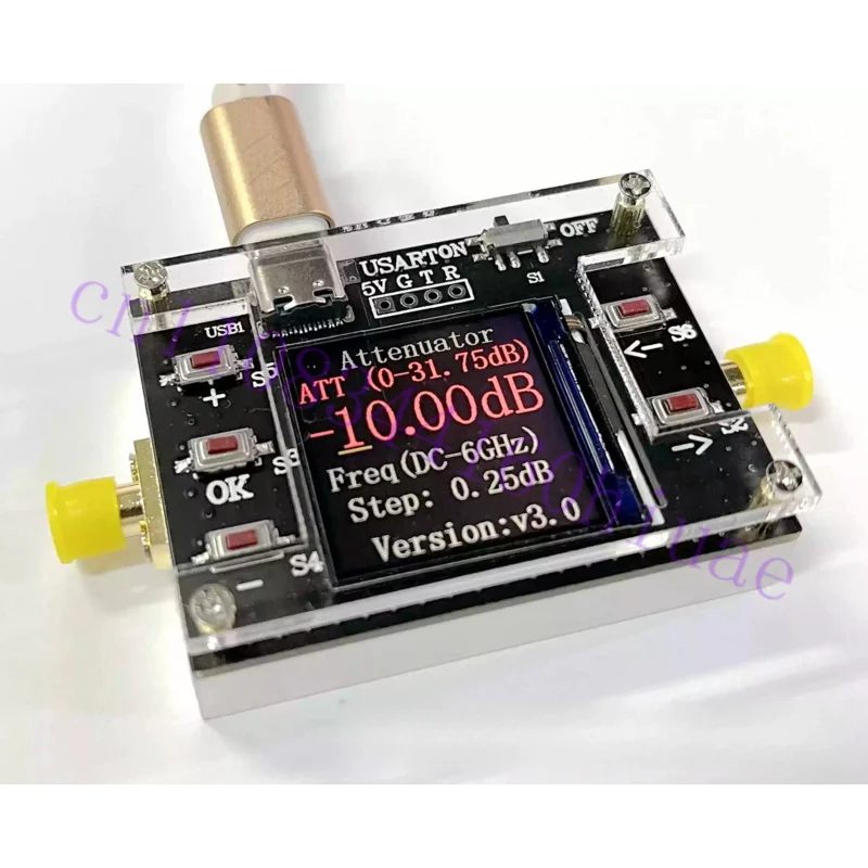 TYPE-C 6G digital programmable RF attenuator 30DB TFT display CNC shell supports communication