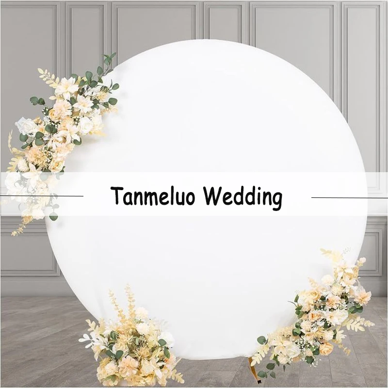 Single Side White Round Backdrop Arch Cover Fabric Background for Photography Party Birthday Wedding Baby Shower Home Decoration