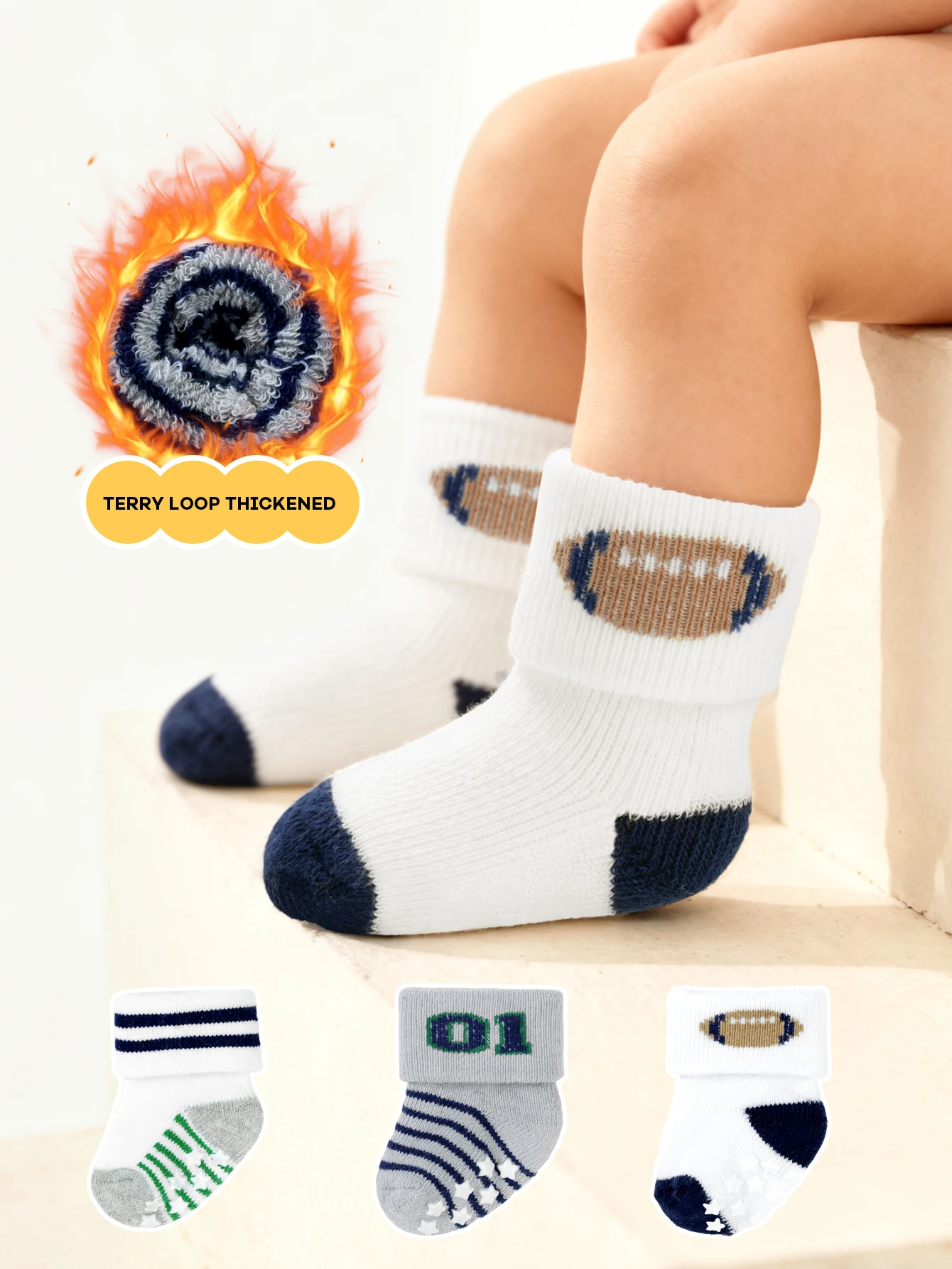 

0-12 Months Newborn Baby Sock | Star Striped Polyester Socks | Anti-Slip & Warm for Spring/Autumn | Must-Have for Daily Wear,