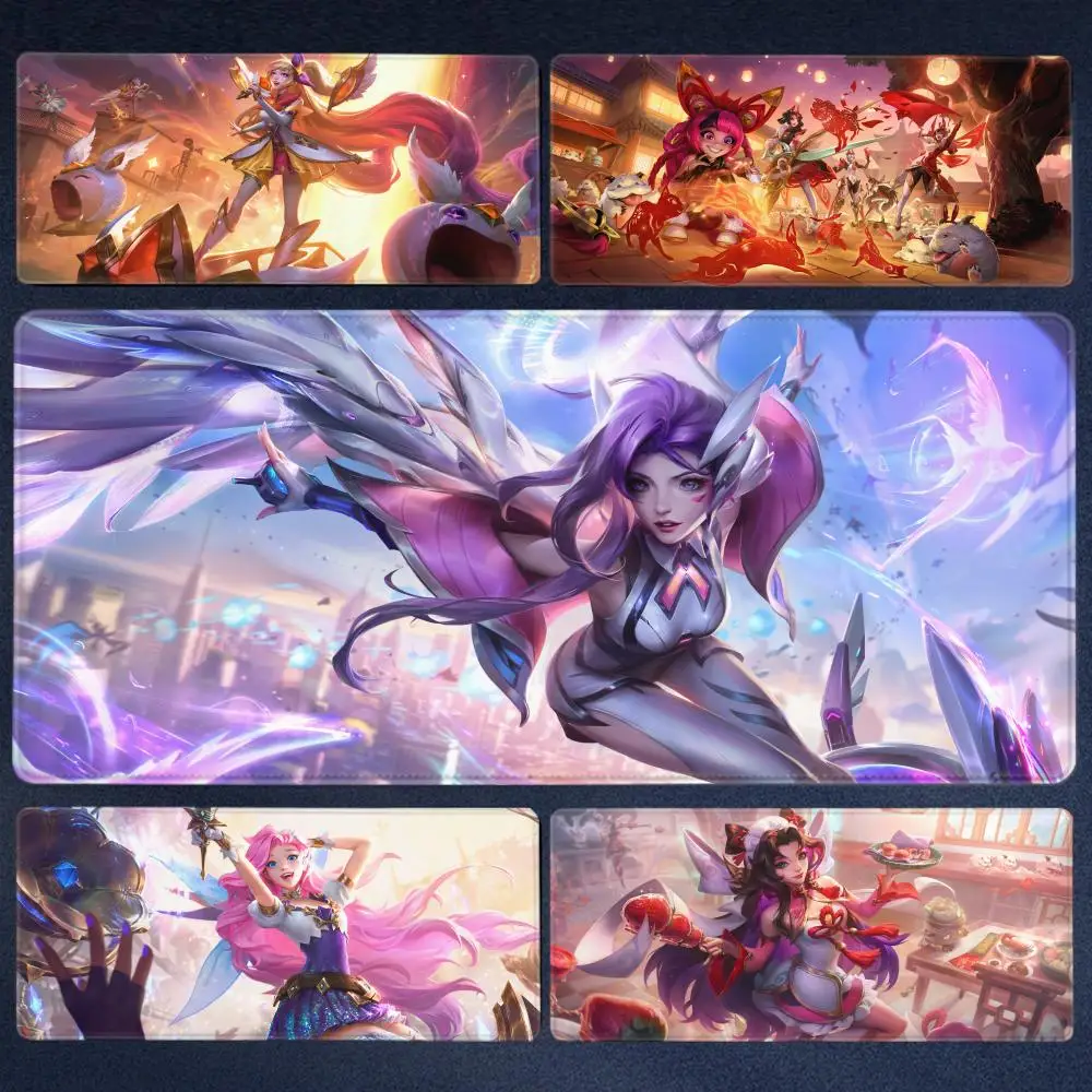 

Large Gaming Mousepads League of Legends Seraphine Mouse Pad Computer Mouse Mat 90x40 Desk Pads For PC Keyboard Mats Table Rug
