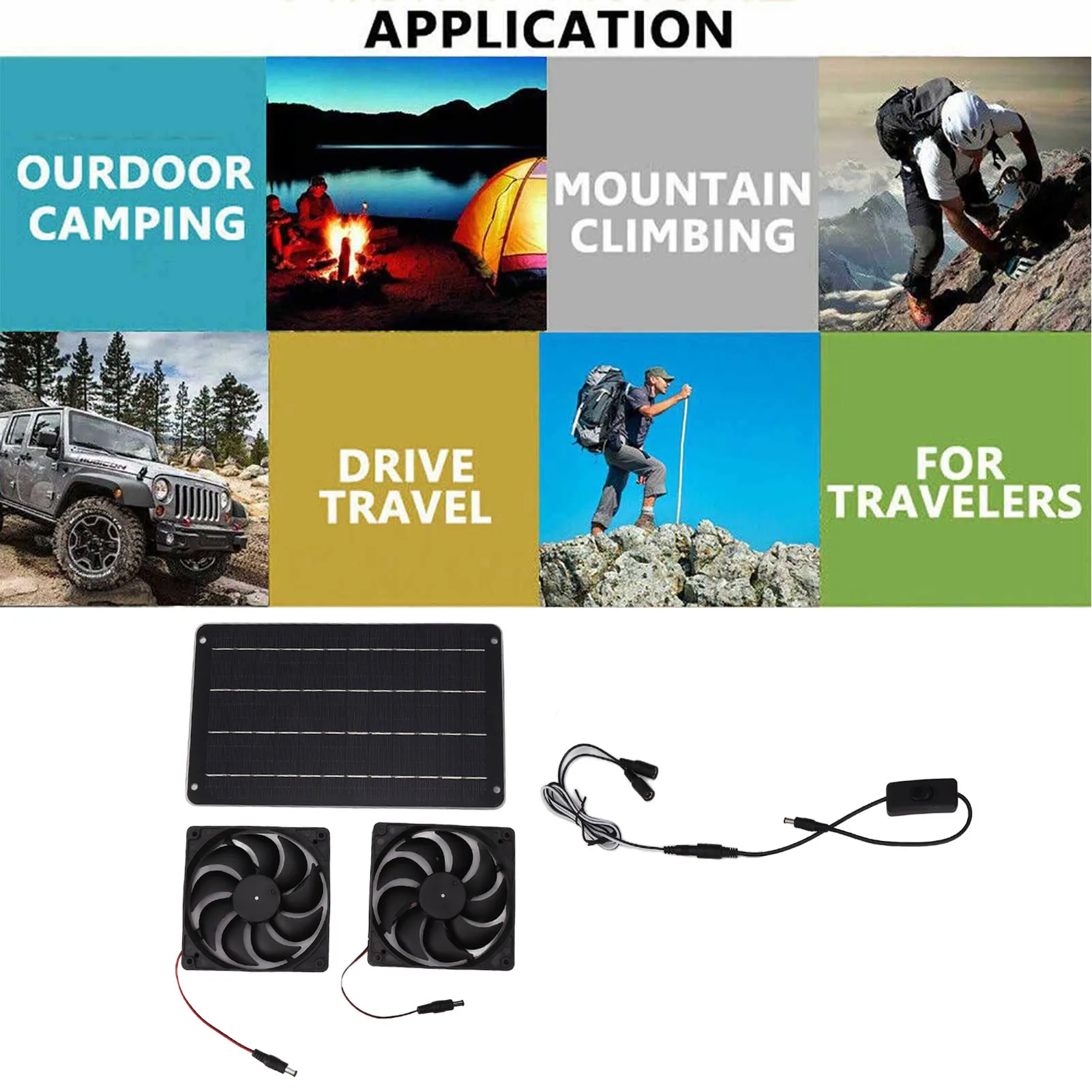 20W Solar Fan 20W Solar Powered Fan 12V Efficient Energy Saving Solar Panel Fan Kit with Switch for RV Greenhouse Pet Home