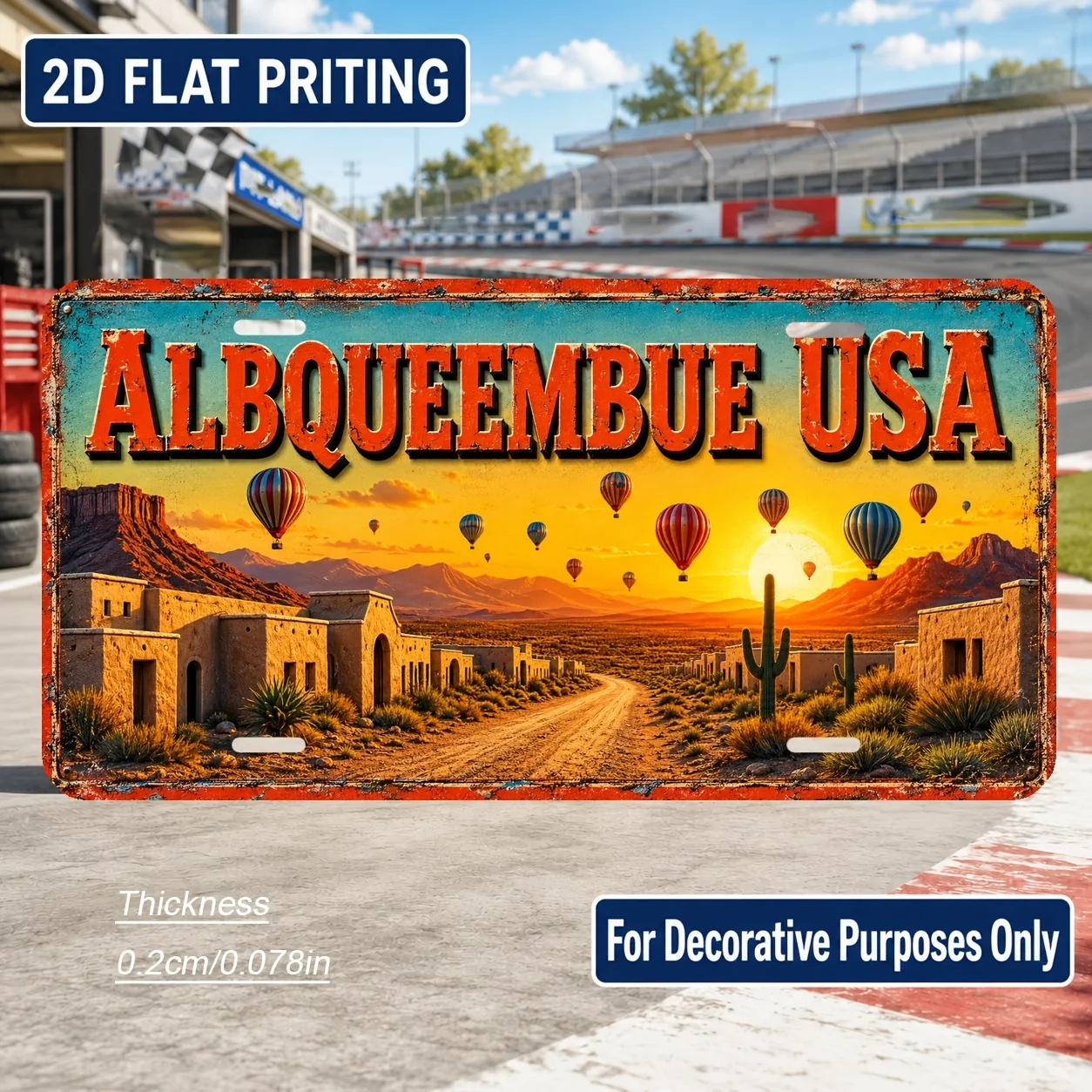 2D Flat - 【2D Flat】 2D Flat - [2D Flat] 2D Flat, 1pc, Albuquerque New Mexico Theme Vintage Sign, for Decorative Use Solely, Home