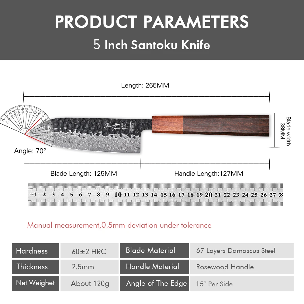 Couteau Santoku forgé à la main japonais de 5 pouces, couteaux de Chef professionnels en acier damas, utilitaire de cuisine, couperet tranchant, outils de cuisine