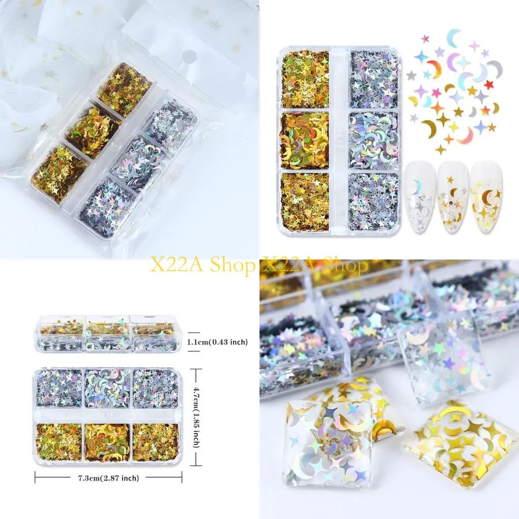 

Unique 6 Mix Color Small Moon Star Glitter Filling For DIY Epoxy Resin UV