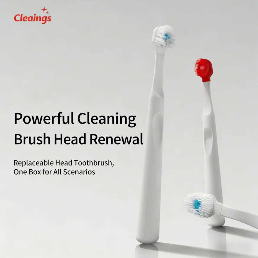 

Portable Travel Toothbrush with Interchangeable Brush Heads, Disposable Fresh Breath Burst Beads for On-the-Go Oral Care
