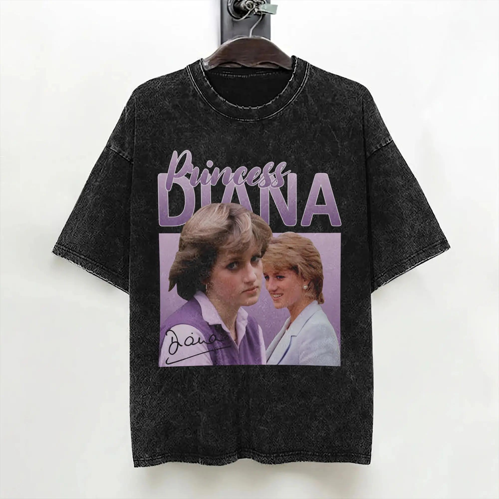 Princess Diana T Shirts Washed Cotton Oversize T-Shirt  Cool for Men Women Streetwear Summer Tees