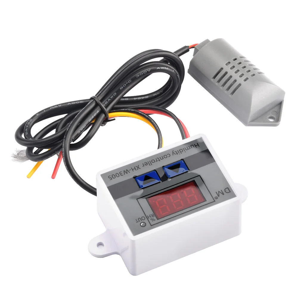 Controlador de humedad Digital XH-W3005 W3005, interruptor de Control de higrómetro, 0 ~ 220 RH, higrostato con Sensor de humedad, DC 12V, 24V, 99%