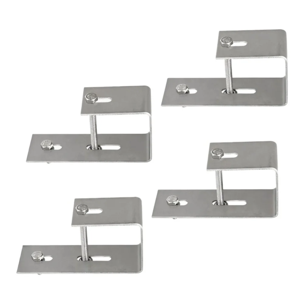 4pcs 304 Stainless Steel Solar Panel Brackets for Balcony Railing 5cm Width Weather Resistant Stable Connection