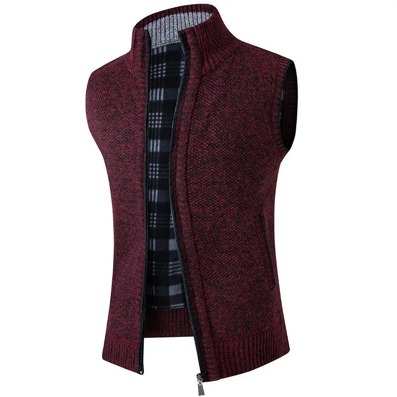 Thick Woolen Sweater Vest Cardigan Knitted Cedar Sleeveless Jacket Men's Youth Fashion Warm and Trendy