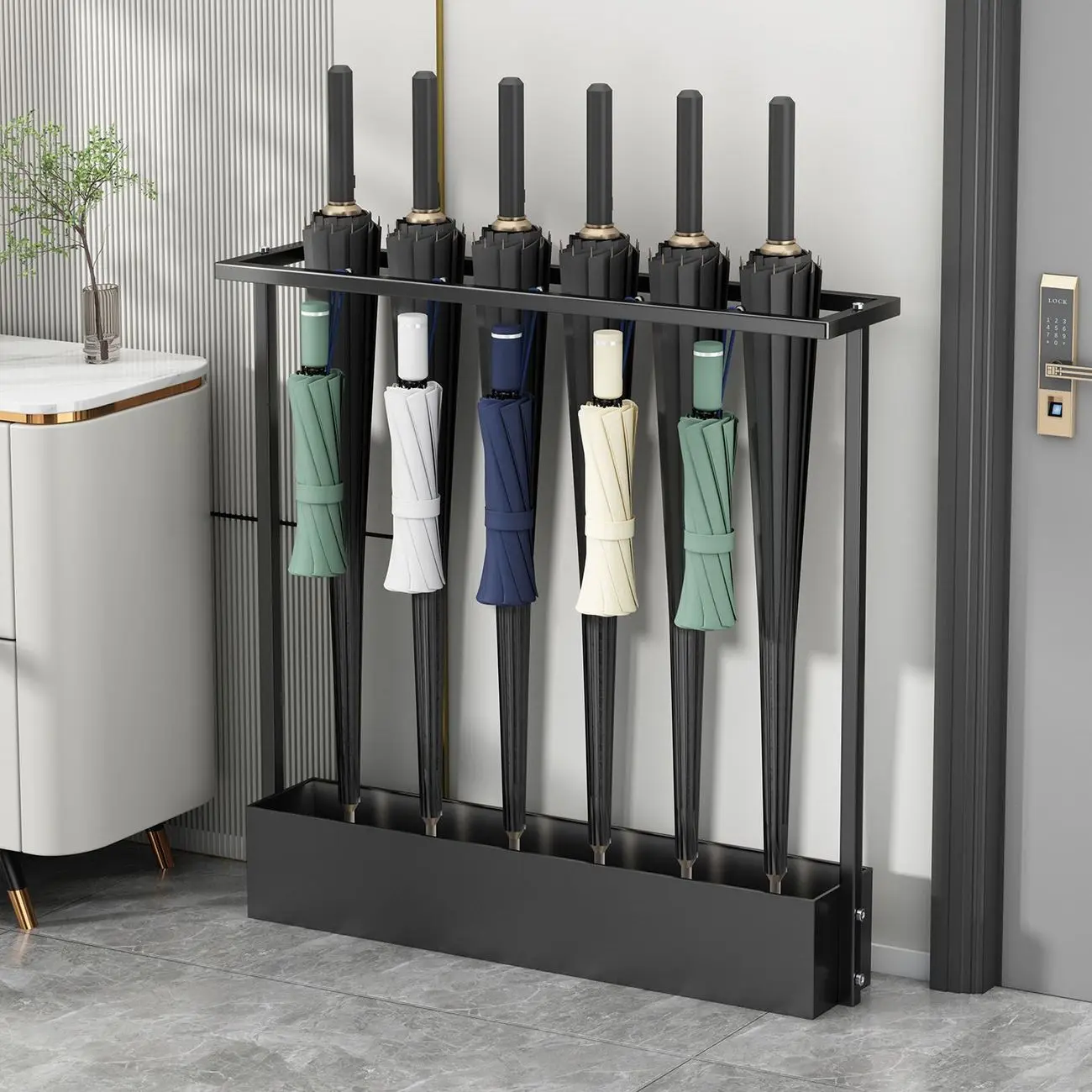 Metal Minimalist Umbrella Storage Rack Home Door With Seam Storage Shelf Umbrella Bucket Large Capacity Umbrella Rack