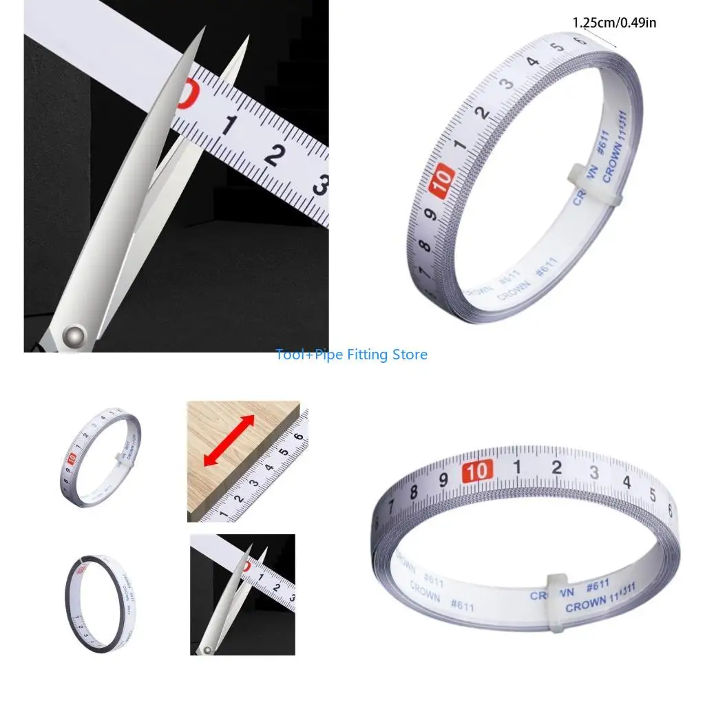 F92B Carbon Steel Miters Track Tape Measure Adhesive Metric Scale Ruler 2/3Meter
