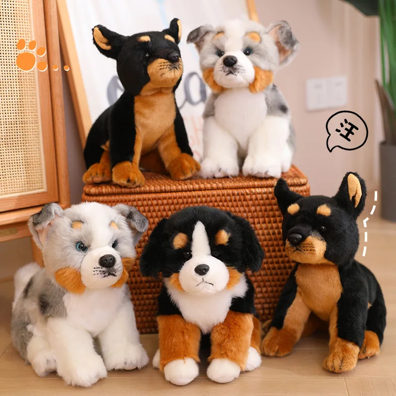 

Kawaii Simulation Animals Dolls Australian Dog Doberman Pinscher High Quality Soft Fabric Toys Boys Birthday Gifts Home Decor