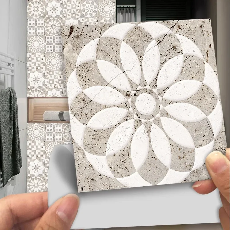 30X30cm Simulation Marble Pattern Wallpaper Lace Matte Tile Floor Sticker Self-adhesive Removable Home Renovation Wallpaper Lace