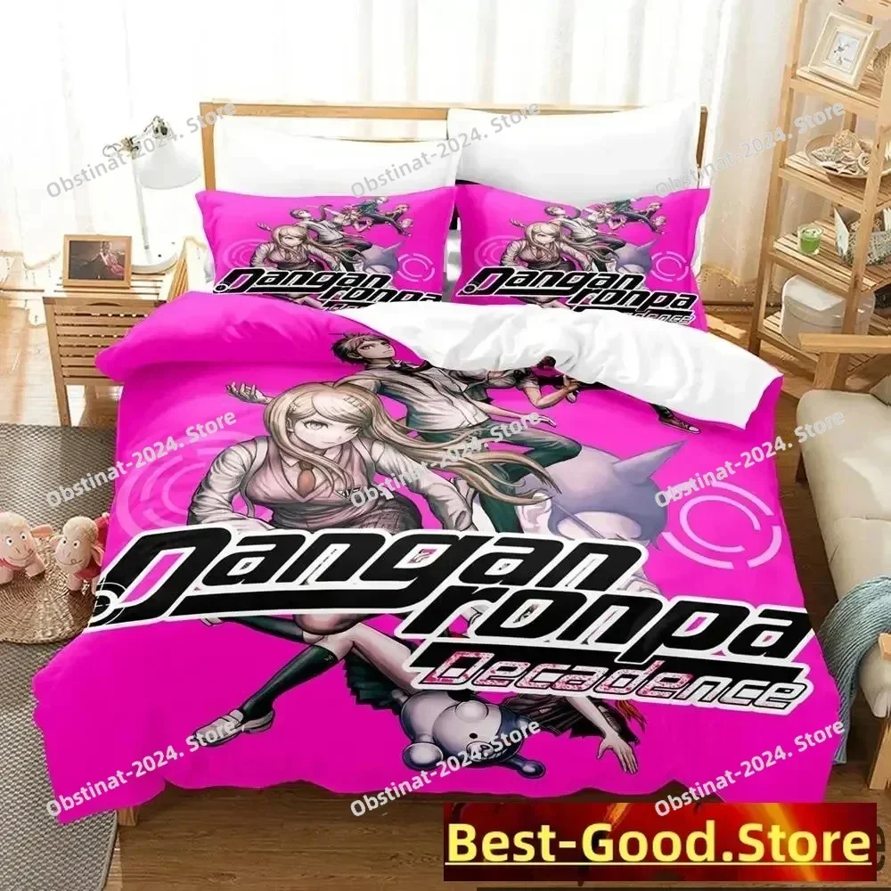Anime Danganronpa Monokuma Printed Bed Set Duvet Cover Pillowcase Bedding Set Bed Linen Sheet Quilt Cover Full Queen King Size