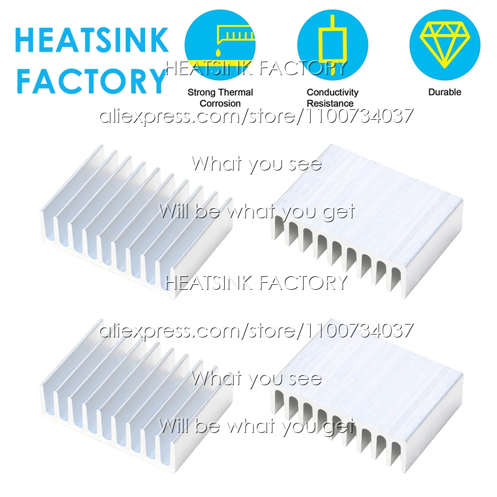 

25x35x10mm Silver Aluminum Heatsink Cooling Radiator for Electronic IC Chip MOS RAM AMD CPU LED Cooler Heat Dissipation