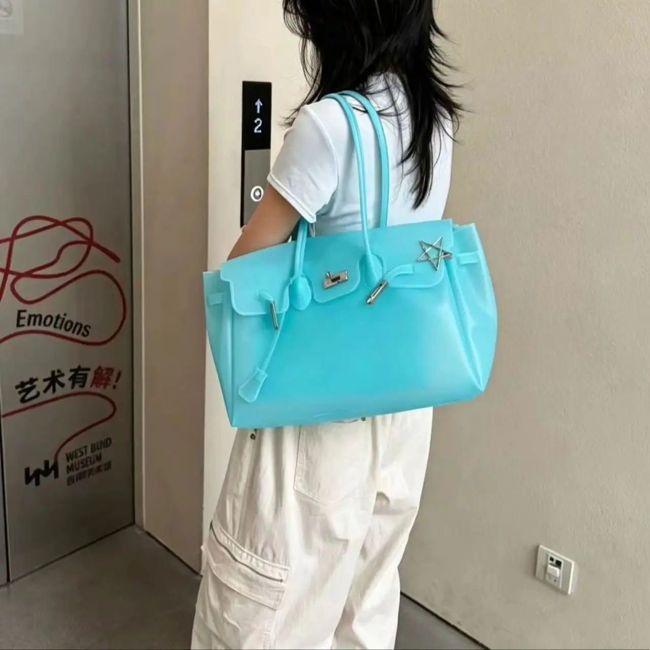 New TPU Transparent Jelly Bag Dopamine Candy Color Large Capacity Tote Underarm Shoulder Handbag Summer Beach Holiday Daily Gift view 2