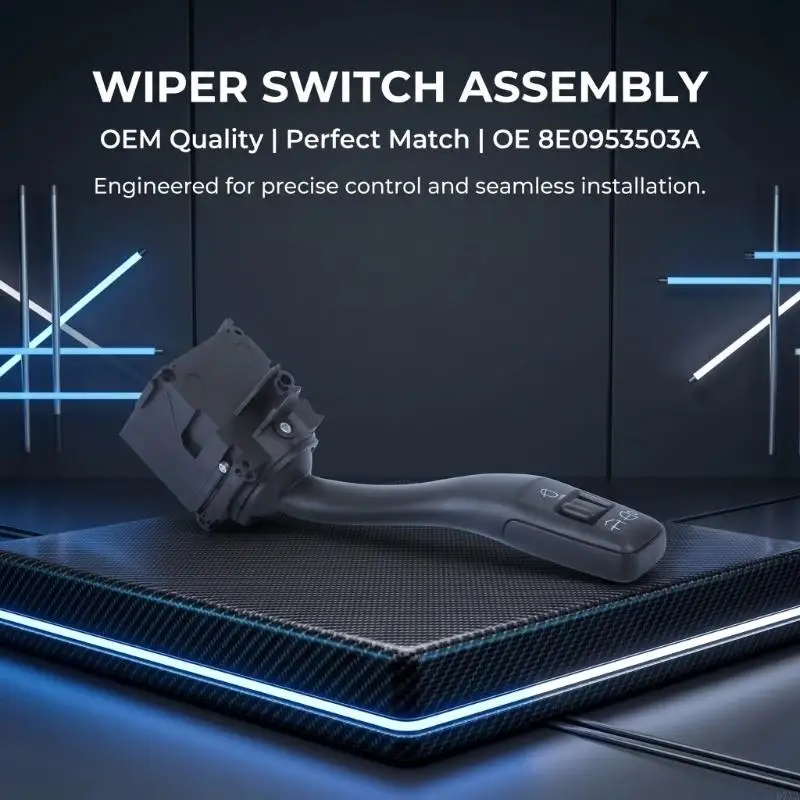 Steering Column Wiper Control Lever 8E0953503A, Black Plastic Wiper Stalk for Daily Driving Repair, Manual Operation, and D7YA