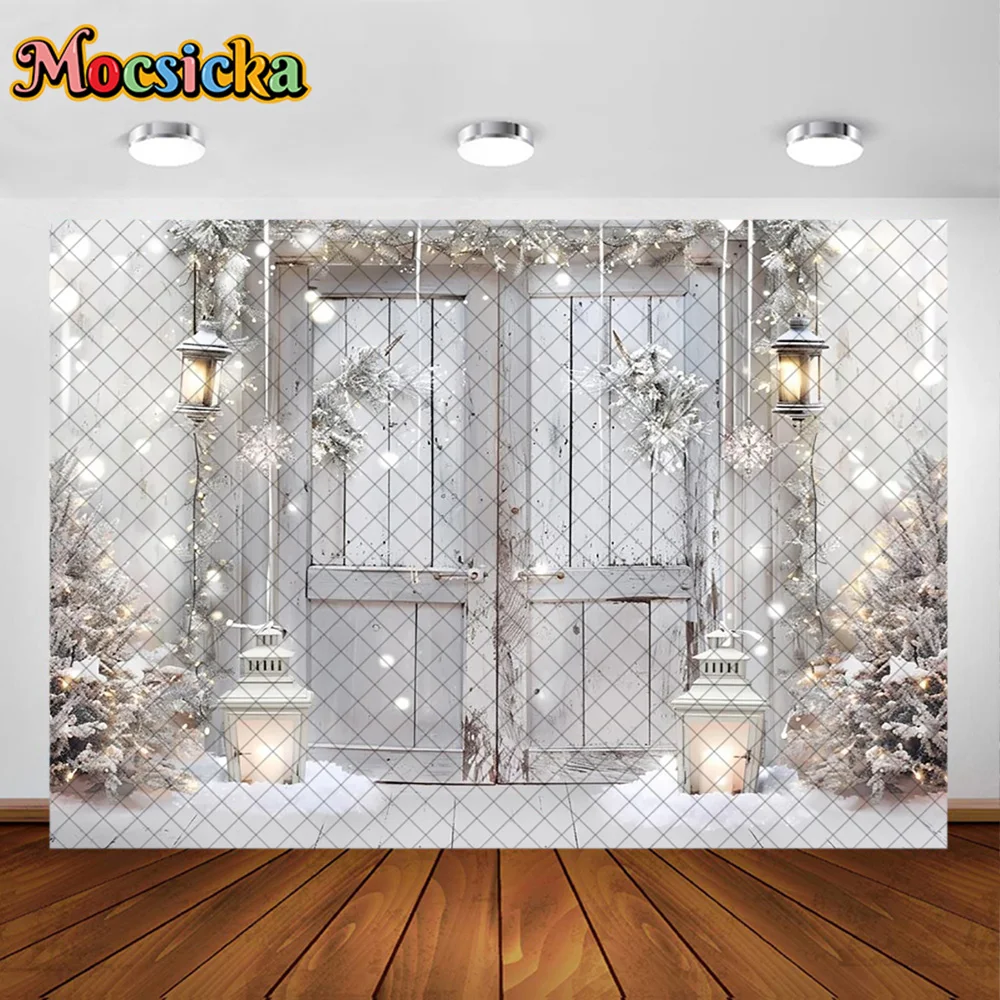 Mocsicka Photography Background Christmas Fireplace Xmas Tree Wreath Decoration Backdrop Family Photo Holiday Photo Studio Props