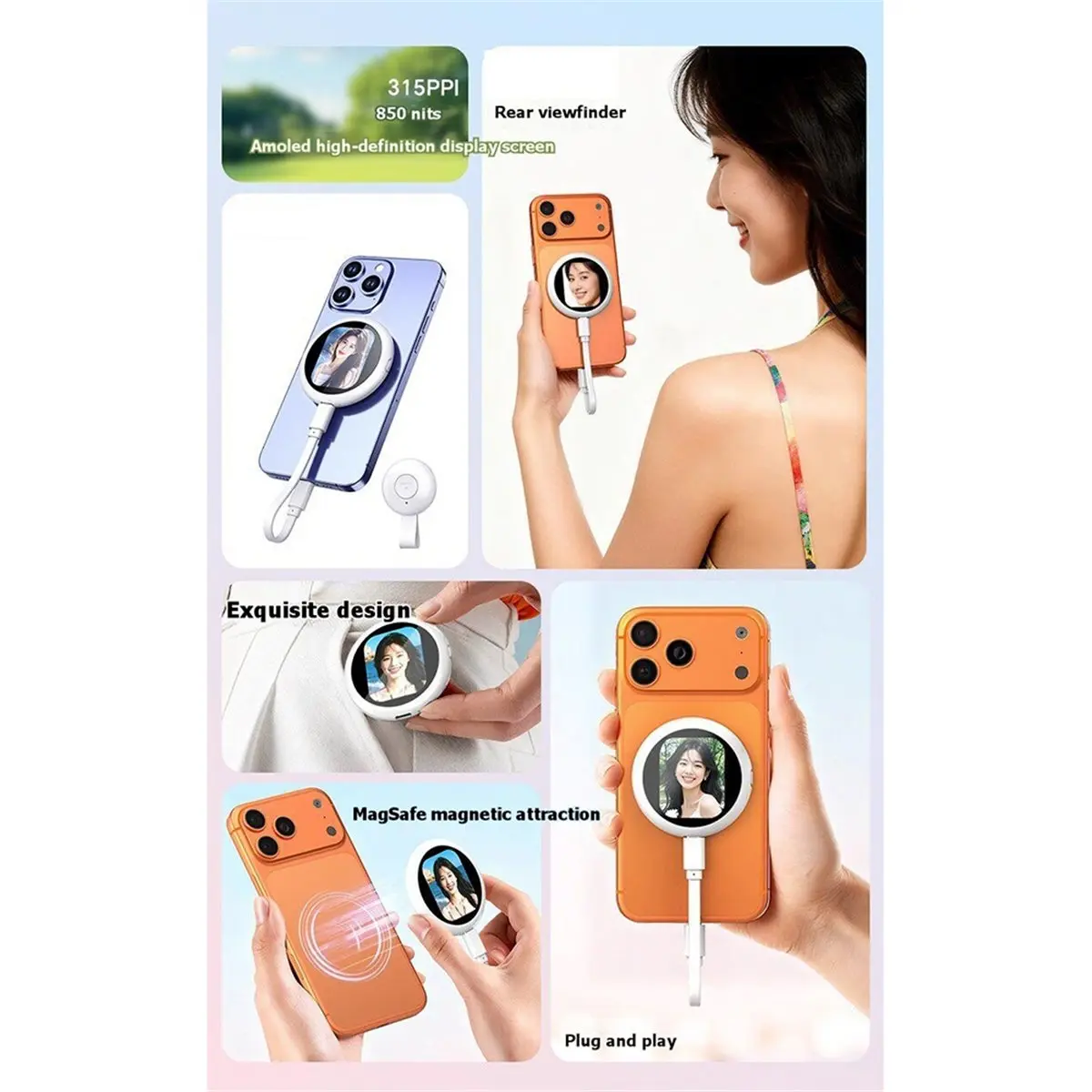 Vlog Selfie Monitor Screen for Wired Back Camera Monitor with Magnetic AMOLED Screen Remote Control