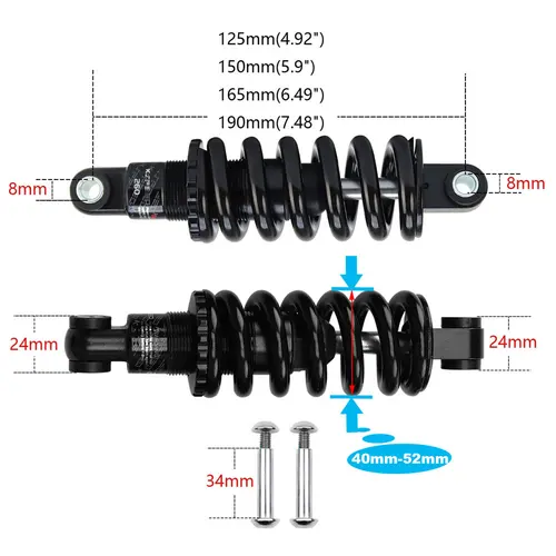 Imagen 2 del producto Muelle Suspensión de Bicicleta, Amortiguador Trasero, 125mm, 150mm, 165mm, 190mm