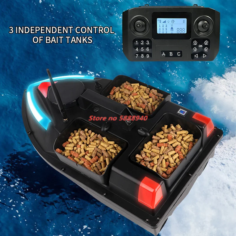 100 Position Point GPS Fishing Bait Boat GPS Beidou Dual Positioning 3 Hopper 500M 2KG 7-Color Remote Control Bait Boat Nest Boa