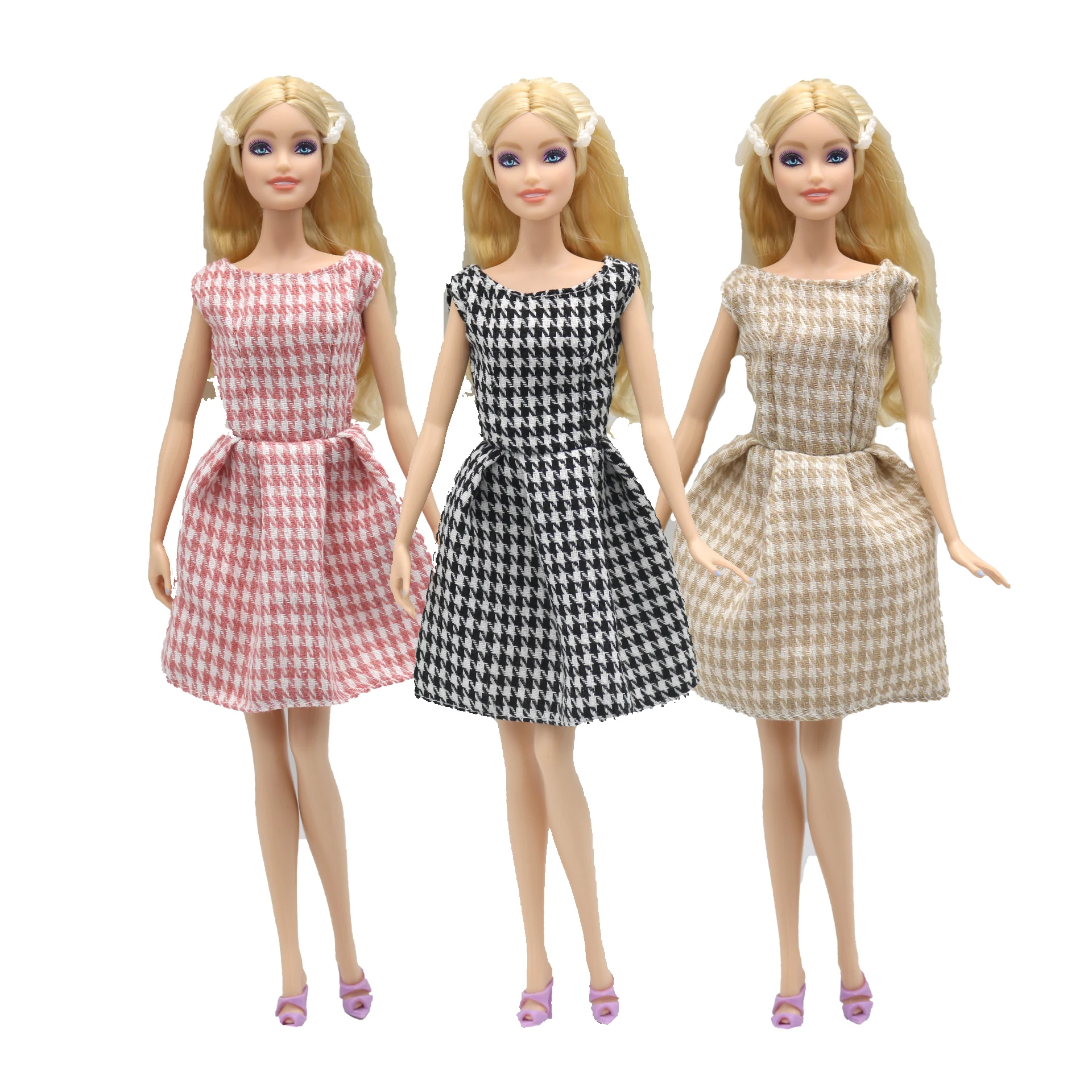 New 30cm 1/6 Doll 3 colors houndstooth dress Daily Wear Accessories Clothes for Barbies doll